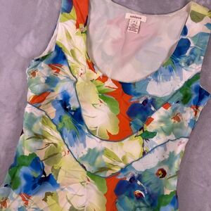 Sundance Floral Silk Midi Dress Sleeveless Scoop Neck Women 2 Blue Orange